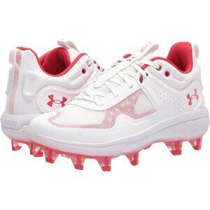 Under Armour Womens Glyde MT TPU Softball Cleats 3024329-103 White Red Size 9.5